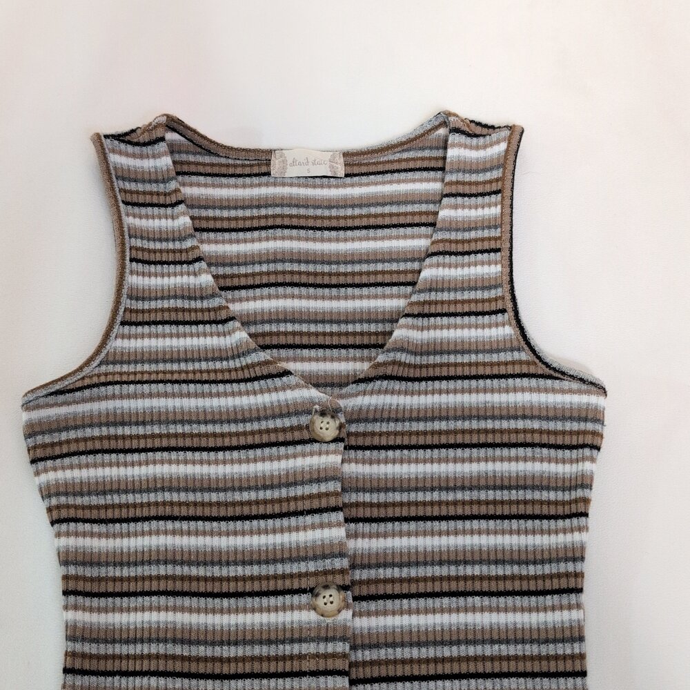 Altar'd State Striped Ribbed Button-Front Midi Dress S - Picture 5 of 7